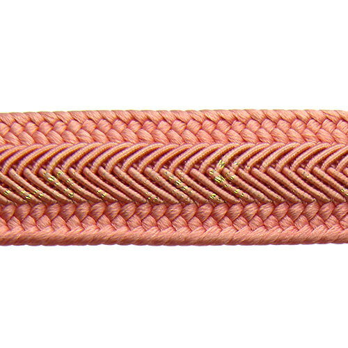 帯締め 正絹 未使用 桃色 平組 ピンク 金 撚り房 組紐 着付け 和装小物 手芸材料【中古】【ネコポス配送】