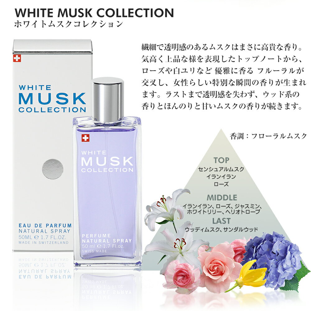 MUSK COLLECTION ムスクコレクション 香水 50mL【スイス ユニセックス レディース メンズ ムスクコレクション ホワイトムスク グラマー ブラックバニラ スレッジハンマー 官能的 魅力的 妖艶 スパイシー オリエンタル】