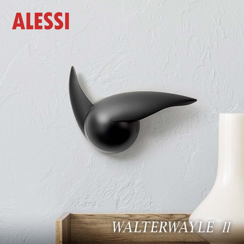 アレッシィ ALESSI WALTERWAYLE 掛け時計 時計 ウォルターウェイル 2 インテリア ウォールクロック 壁掛け時計 イタリア 壁時計 オフィス リビング 個性的 クォーツ 黒 プレゼント ギフト 電動式 ブラック
