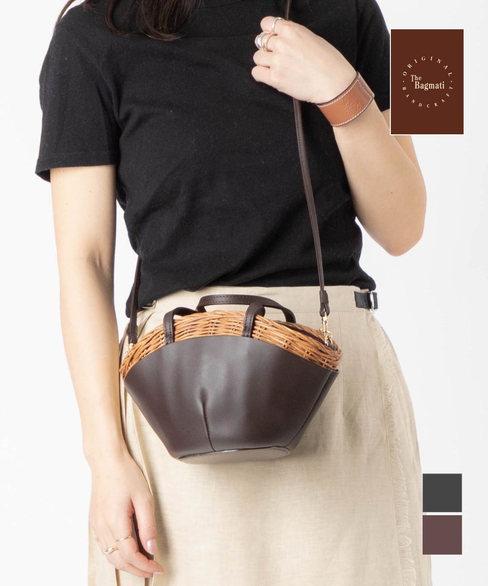 Rakuten - バグマティ THE BAGMATI BBK23 SS10 ショルダーバッグ レディース バッグ かごバッグ クロスボディ 斜め掛け ポシェット ハンドバッグ 2way レザー プレゼント 肩掛け お出かけ 誕生日 オシャレ カジュアル ギフト お祝い 鞄 かばん 旅行