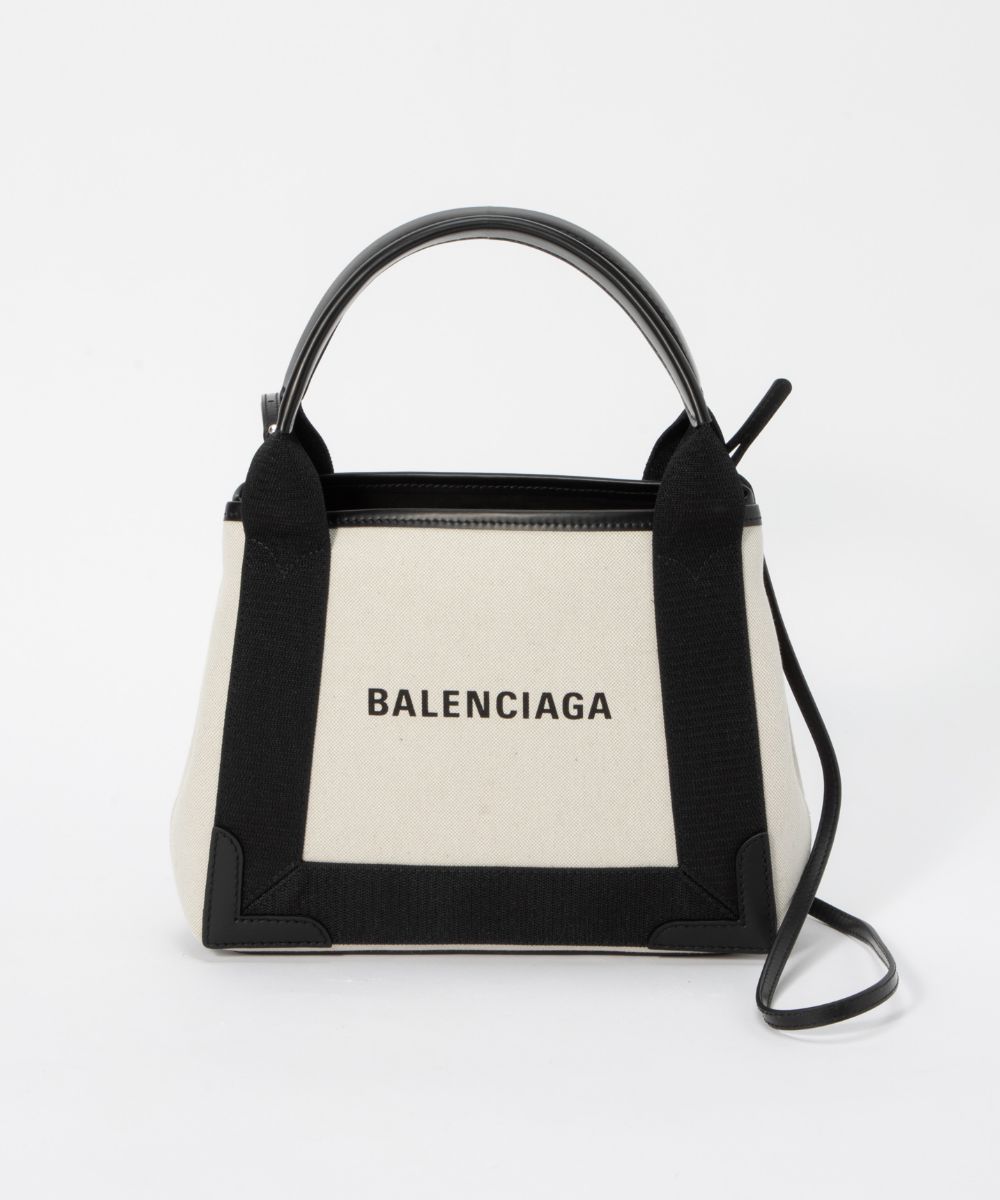 バレンシアガ トートバッグ（レディース） バレンシアガ BALENCIAGA 390346 2HH3N トートバッグ レディース バッグ ハンドバッグ ネイビー カバ XS 2way 手提げ ブランドロゴ 通勤 旅行 おしゃれ プレゼント ギフト 贈り物 ポーチ付 シンプル 誕生日 記念 お祝い NAVY CABAS ナチュラルブラック