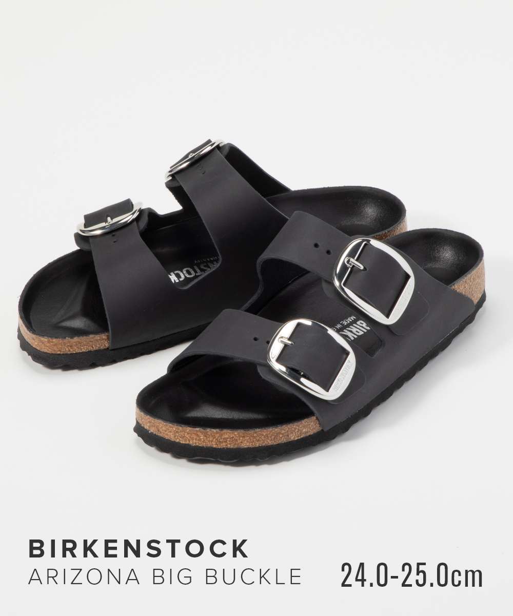 ビルケンシュトック BIRKENSTOCK 1011075 サンダル アリゾナ ビッグバッグル ARIZONA BIG BUCKLE レディース シューズ オイルドレザー ナロー フィット ビルケン コンフォート ヌバック カジュアル アウトドア 旅行 キャンプ ダブルストラップ ブラック 24.0～25.0cm