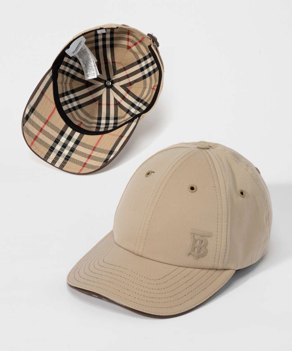 バーバリー BURBERRY 8053205 キャップ レディース ファッション小物 帽子 モノグラムモチーフ コットンギャバジン ベースボールキャップ コットン シンプル TB刺繍 A1366 ベージュ MH BSB CAP ハニー S M L XLのサムネイル