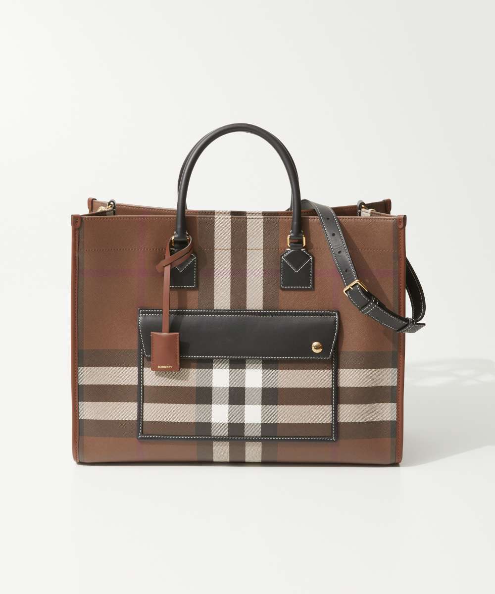 バーバリー トートバッグ（レディース） バーバリー BURBERRY 8069660 トートバッグ レディース バッグ フレヤ チェック ショルダー カジュアル 肩掛け 鞄 プレゼント お祝い 記念 お出かけ ギフト Medium FREYA TOTE ダークバーチブラウン