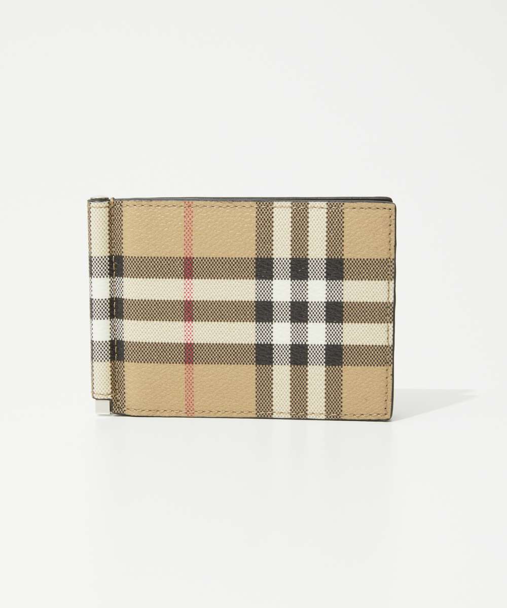 バーバリー バーバリー BURBERRY 8084176 二つ折り財布 メンズ 財布 マネークリップ カードケース ミニ財布 ヴィンテージ チェック レザー ロゴ 折り財布 ギフト プレゼント お祝い 記念 コンパクト アーカイブベージュ