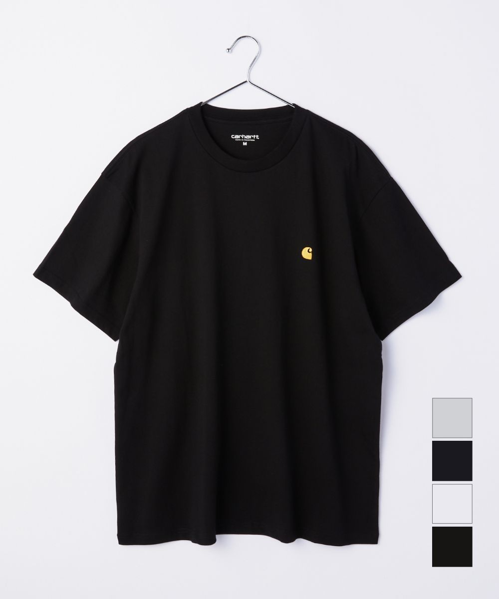 カーハート Carhartt I026391 Tシャツ メンズ トップス 半袖 ショートスリーブ チェイス カジュアル クルーネック S/S CHASE T-SHIRT シンプル ルーズフィット コットン ロゴ プレゼント ギフト お出かけ 00FXX 00HXX ブラック ホワイト XS S M L XL XXL