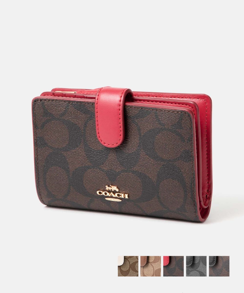 コーチ COACH 二つ折り財布 F23553レディース 財布 ミニ財布 シグネチャー レザー 小銭入れ付き シンプル 小物 プレゼント お祝い 記念 コンパクト財布 黒 全5色 アウトレットのサムネイル