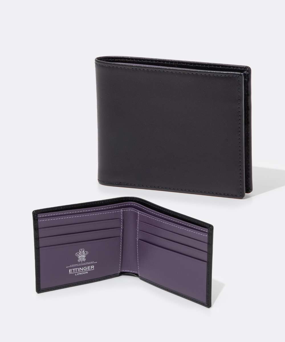 エッティンガー ETTINGER ST030CJ 二つ折り財布 Billfold with 6 C/C メンズ 財布 カーフレザー ミニ財布 本革 ロゴ シンプル プレゼント ギフト お祝い 記念 コンパクトウォレット パープル