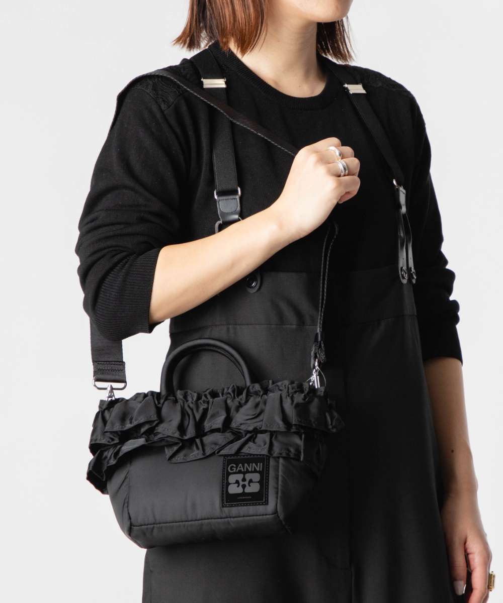 Rakuten - ガニー GANNI Mini Shopper Ruffle ミニ ショッパー ラッフル A7187 5972 ハンドバッグ ショルダーバッグ 2WAY レディース バッグ