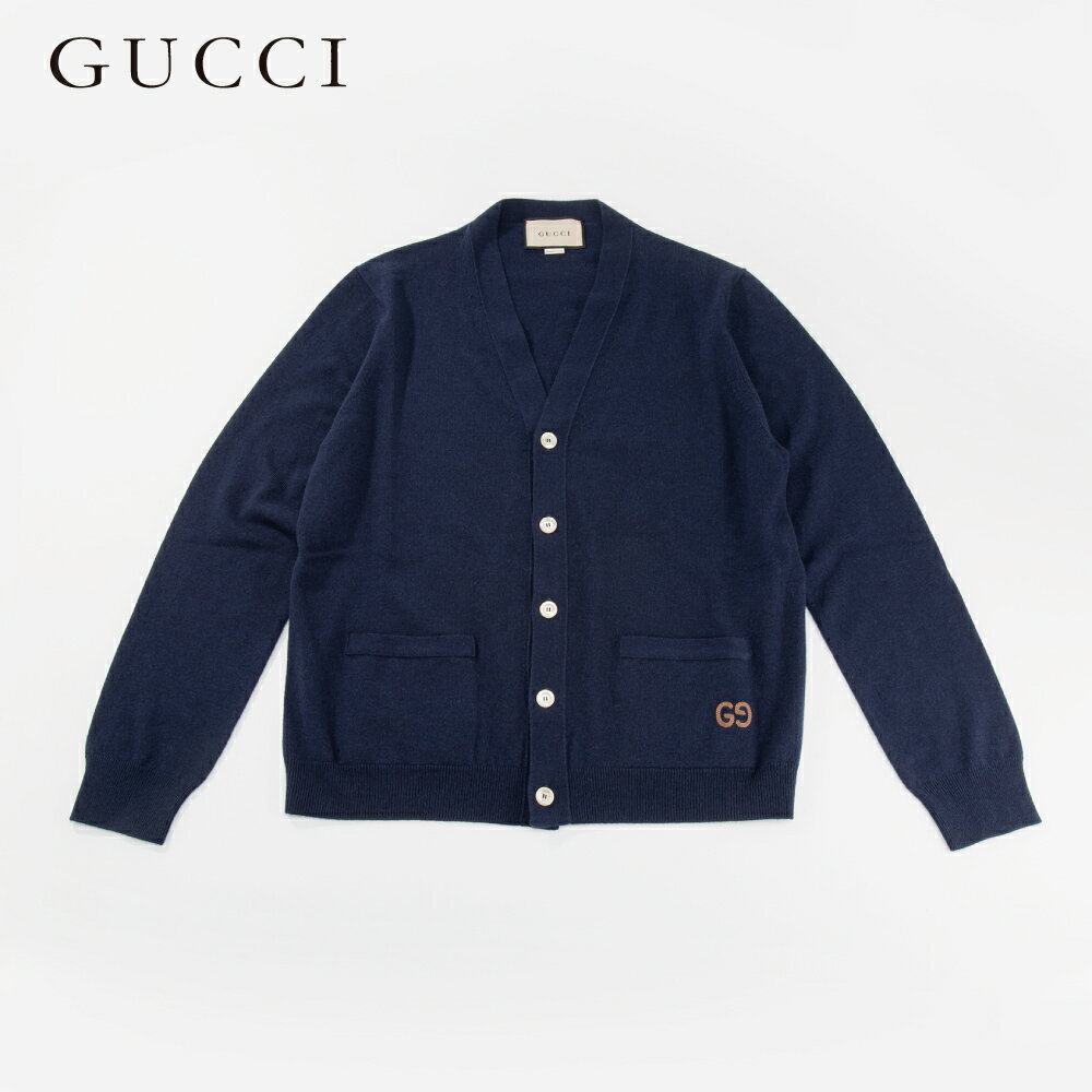 グッチ GUCCI カーディガン メンズ アウター カシミア GGエンブロイダリー ゆったり オフィス 部屋着 暖かい 秋冬 21AW ブルー S M L 646784-XKBRM ギフト プレゼント