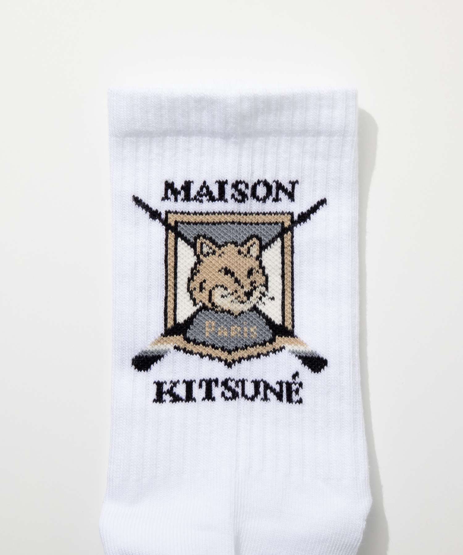 メゾンキツネ MAISON KITSUNE LM06405KT0010 靴下 FOX BLAZON SPORTY SOCKS メンズ ファッション小物 フォックス ブレイゾン スポーティ ソックス シンプル ロゴ コットン くつ下 アンクル 無地 プレゼント ギフト ホワイト 36/39、40/45