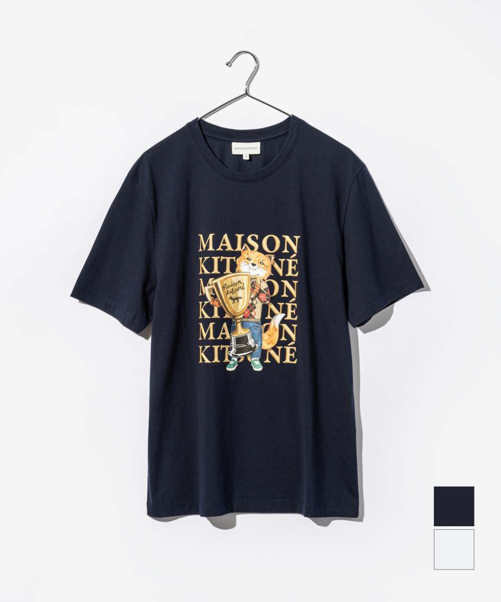 メゾンキツネ Tシャツ メンズ メゾンキツネ MAISON KITSUNE LM00123KJ0008 Tシャツ FOX CHAMPION REGULAR TEE-SHIRT メンズ トップス 半袖 フォックス チャンピオン レギュラー コットン 春夏 カジュアル 綿 ストリート ネイビー ホワイト S M L