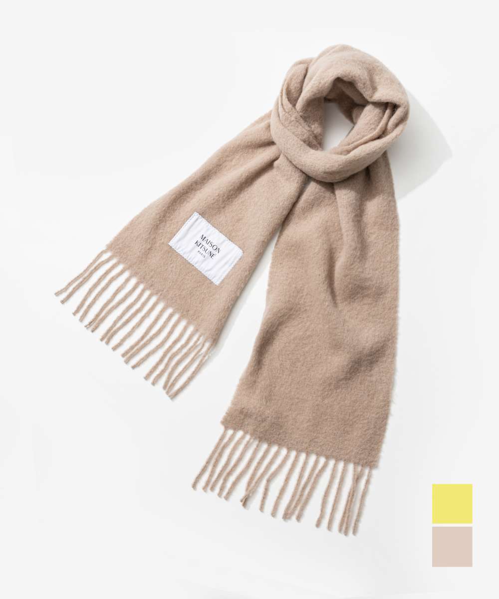 メゾンキツネ 小物 メンズ メゾンキツネ MAISON KITSUNE LW06206WA0022 スカーフ BABY ALPACA PLAIN SCARF メンズ ファッション小物 ベビー アルパカ プレーン マフラー 無地 ウール おしゃれ プレゼント ギフト 贈り物 シンプル 誕生日 記念 お祝い 秋冬 防寒 ダークベージュ レモン