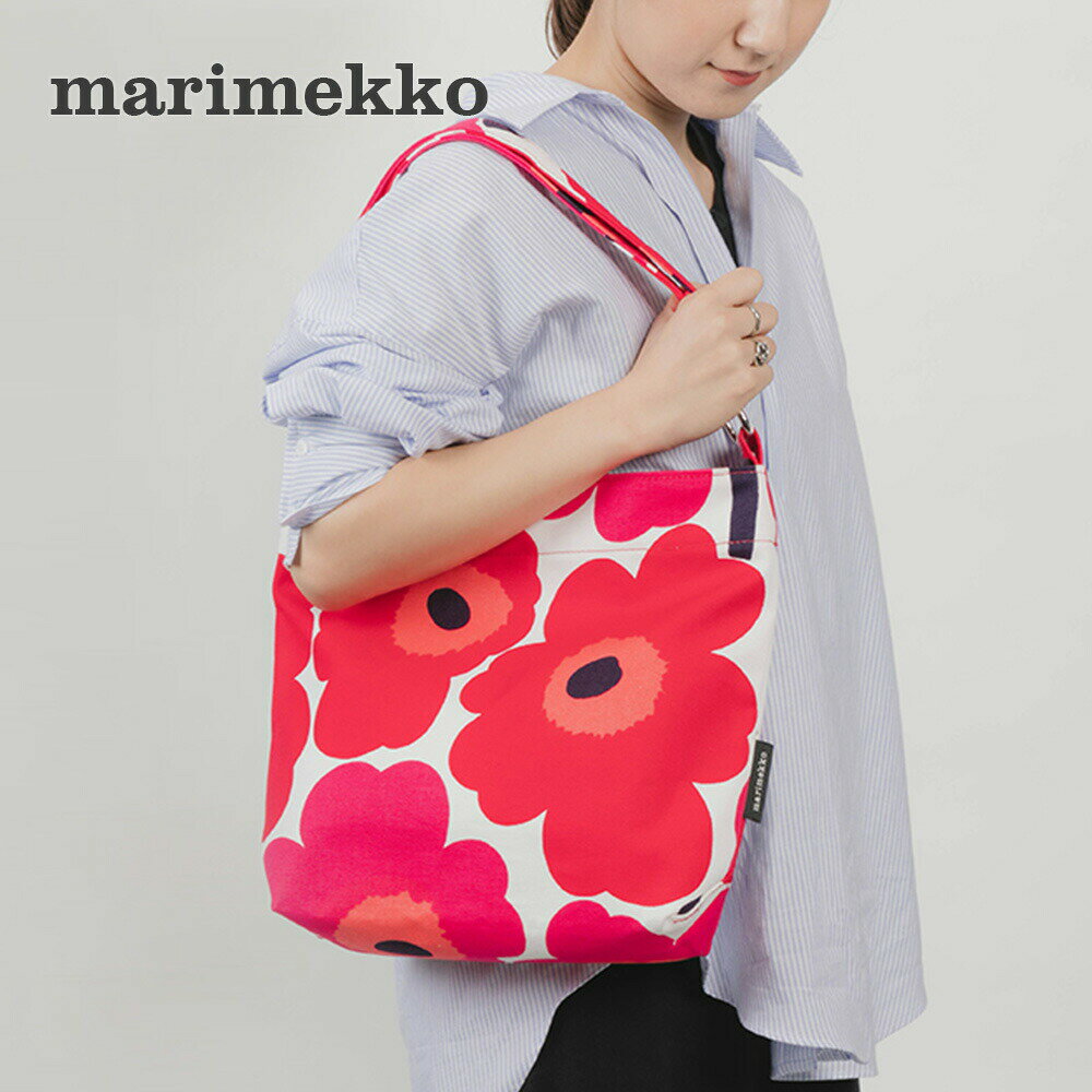 マリメッコ Marimekko ショルダーバッグ 048296 レディース バック 斜め掛け 肩掛け プレゼント 花柄 ピエニ ウニッコ VENNI PIENI UNIKKO ギフト コットン 軽量 鞄 ホワイト×レッド ブラック 誕生日 記念日 エコバッグ