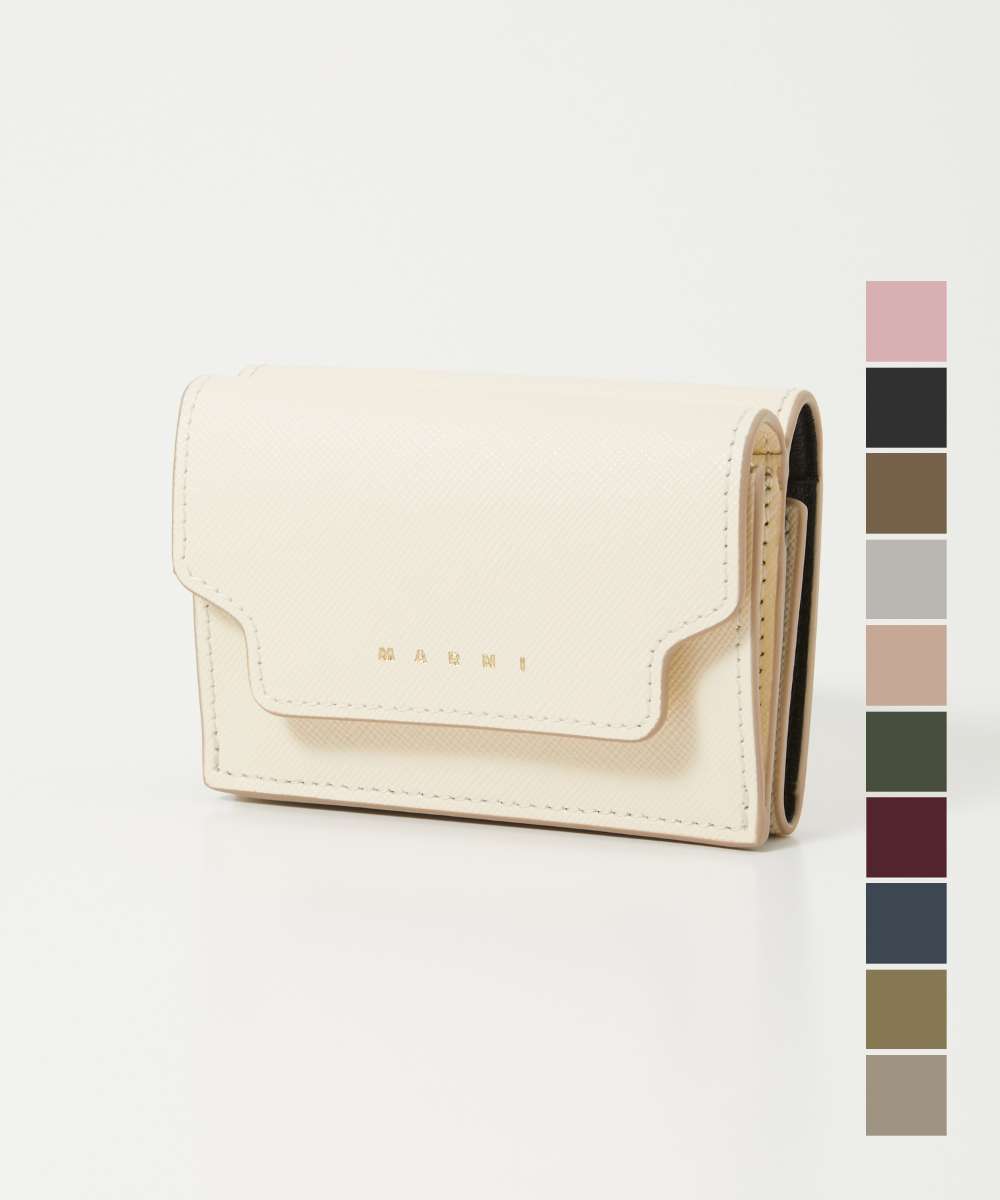 マルニ MARNI 三つ折り財布 PFMOW02U07 LV520 レディース 財布 ミニ財布 コンパクト財布 サフィアーノカーフスキン トリフォールド レザー ウォレット プレゼント ギフト 全20色のサムネイル