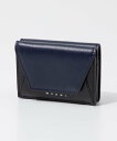 マルニ MARNI PFMI0052U0 P2644 三つ折り財布 TRIFOLD WALLET メンズ 財布 ミニ財布 レザー コンパクトウォレット ロゴ 折り畳み プレゼント ギフト 贈り物 キレカジ 記念 お祝い ネイビーブルー×ブラック