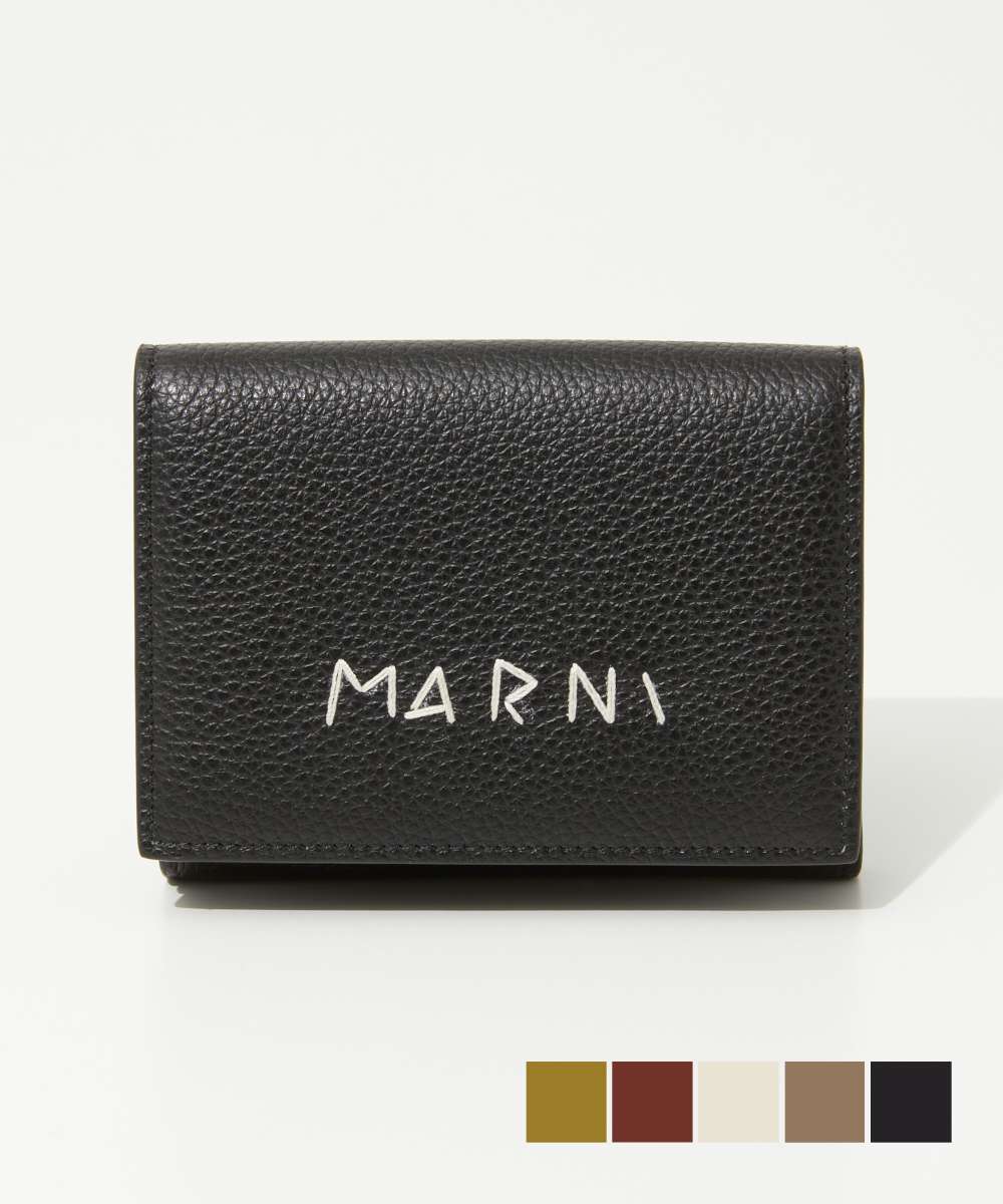 マルニ MARNI PFMI0097U0 P6533 三つ折り財布 TRIFOLD メンズ メンディング刺繍 ミニ財布 ロゴ レザー ..