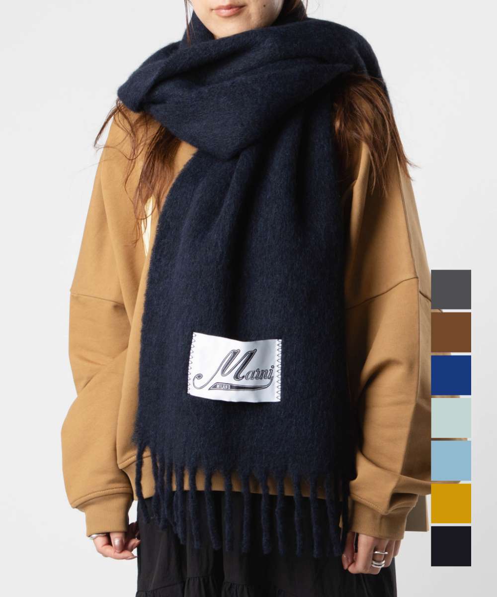 マルニ MARNI ASZC0005A0 UTW918 マフラー メンズ スカーフ アルパカ ナイロン ストール フリンジ ロゴ..