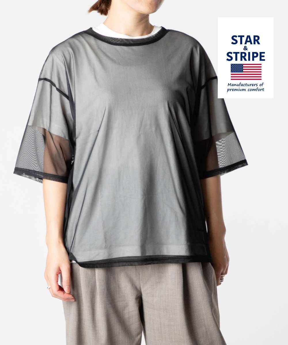 Rakuten - 【正規品】 スターアンドストライプ STAR＆STRIPE SHEER TEE シアー Tシャツ SSMD-090 半袖 クルーネック レイヤード レディース トップス M