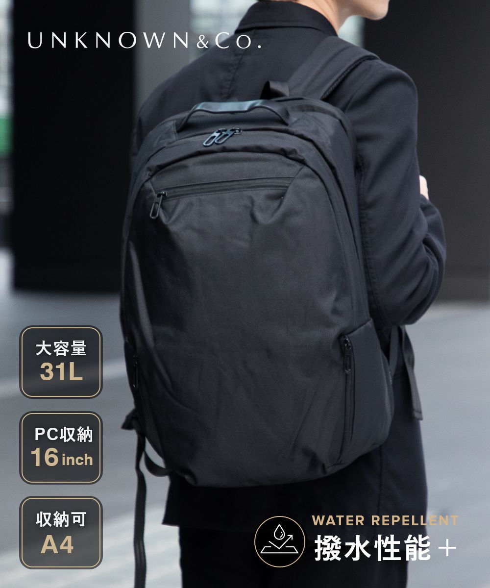 Rakuten - アンノウンアンドコー UNKNOWN＆Co. WATERPROOF ウォータープルーフ BACKPACK 31L バックパック リュックサック ユニセックス バッグ ブラック