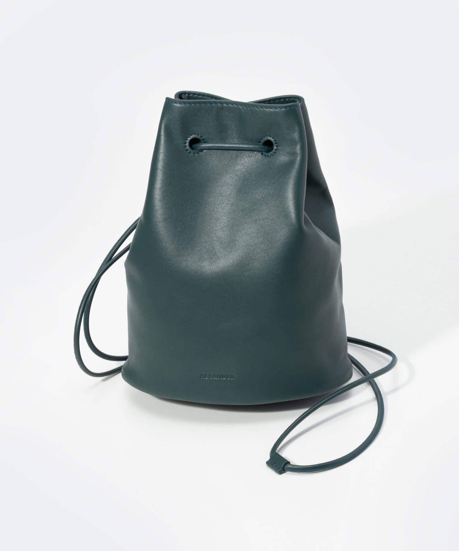美品☆ジルサンダー ドローストリング 巾着バッグ レザー グリーン