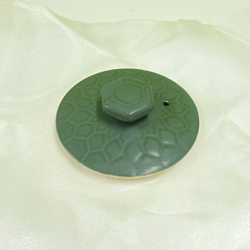 亀甲土瓶フタ(緑) ウチダ和漢薬