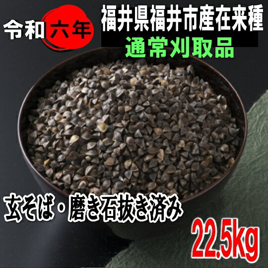 令和6年産!!福井県産・在来種玄そば磨き石抜き済み1等品【22.5kg】※送料無料ではありません