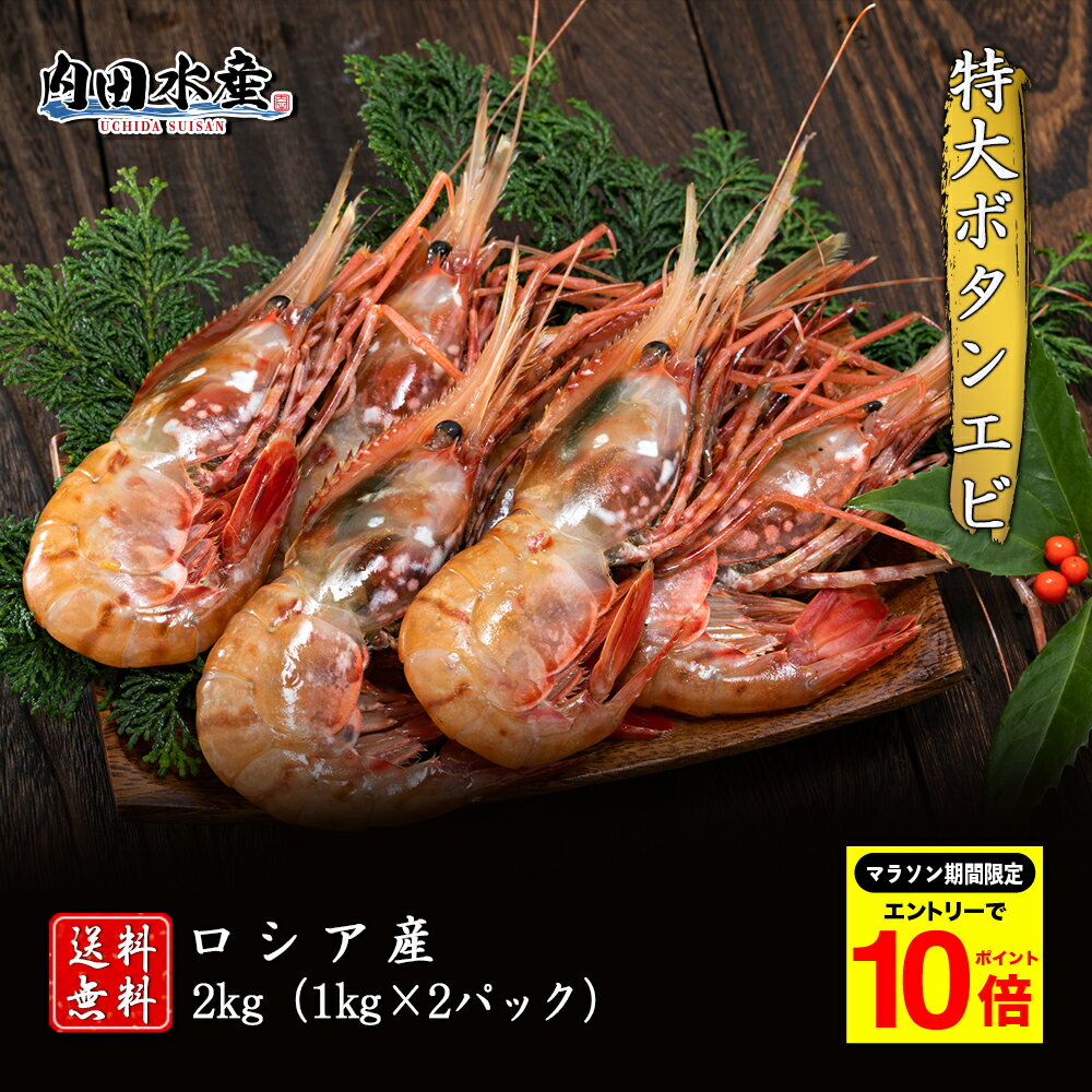 ぼたんエビ 【9日からのマラソン期間限定ポイント10倍】【送料無料】”特大ボタンエビ2kg” ボタンエビ ぼたんえび えび エビ 海老 刺身 寿司 海鮮丼 2kg 特大 2l 食品 飲食店 市場 ギフト