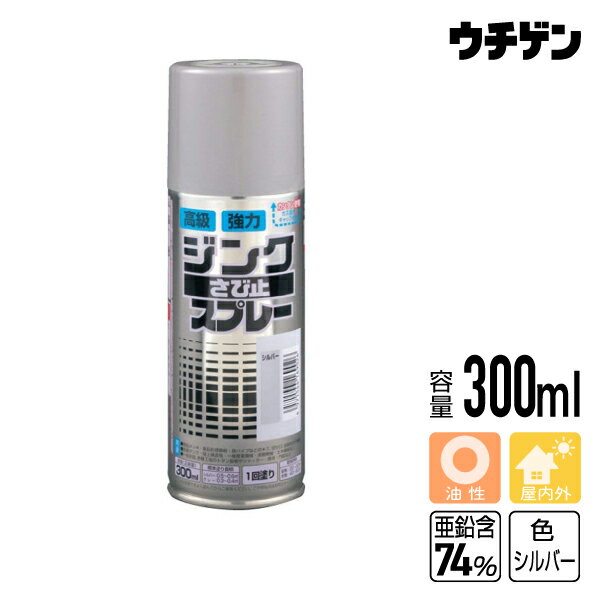 アトムハウスペイント ジンクさび止スプレー(亜鉛74%)シルバー 300ml