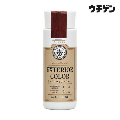 水性屋外用ステイン【塗料タイプ】ウッドアトリエウッドプランターなどをしっかり守る【用途】屋外木部の着色と保護【塗り面積】種類：90ml　塗り面積：1平方メートル(約)種類：180ml　塗り面積：2平方メートル(約)■塗り面積は、1回塗りしたときの目安です。【乾燥時間】約2時間【うすめ液】水（水道水）【特徴】防虫・防腐・防カビ・防蟻・撥水の5つの効果で木を守ります。低臭で手軽に使用できる屋外用着色剤（ステイン）です。色づきが良く、木目を活かしたエイジング塗装ができます。えのぐ感覚で色の混ぜ合わせができます。別の色を塗り重ねることで、単色塗りとはひと味違った仕上がりに。■塗料が染み込めない場所には着色できません■使ったハケは水で洗えます。石けんや中性洗剤を使うと、よりきれいに洗うことができます■撥水効果が出て上塗りしにくい場合は、サンドペーパーで表面を軽く研磨してください