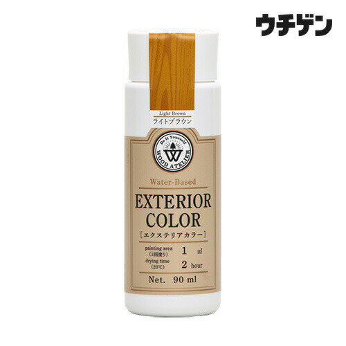 水性屋外用ステイン【塗料タイプ】ウッドアトリエウッドプランターなどをしっかり守る【用途】屋外木部の着色と保護【塗り面積】種類：90ml　塗り面積：1平方メートル(約)種類：180ml　塗り面積：2平方メートル(約)■塗り面積は、1回塗りしたときの目安です。【乾燥時間】約2時間【うすめ液】水（水道水）【特徴】防虫・防腐・防カビ・防蟻・撥水の5つの効果で木を守ります。低臭で手軽に使用できる屋外用着色剤（ステイン）です。色づきが良く、木目を活かしたエイジング塗装ができます。えのぐ感覚で色の混ぜ合わせができます。別の色を塗り重ねることで、単色塗りとはひと味違った仕上がりに。■塗料が染み込めない場所には着色できません■使ったハケは水で洗えます。石けんや中性洗剤を使うと、よりきれいに洗うことができます■撥水効果が出て上塗りしにくい場合は、サンドペーパーで表面を軽く研磨してください