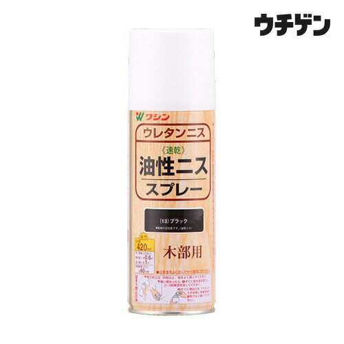 ハケ目のない仕上がりを目指すときに【塗料タイプ】油性長年愛用されている、油性ニスのスプレータイプ【用途】屋内木部、木工作品、実用家具、ひさしのある屋外木部（ドアなど）※ただし、屋外は色物に限る【塗り面積】種類：220ml　塗り面積：0.3平方メートル(約)　畳の枚数(約)：0.2種類：420ml　塗り面積：0.6平方メートル(約)　畳の枚数(約)：0.4■塗り面積は、2回塗りした場合の目安です。【乾燥時間】約 60 分／20℃【うすめ液】使用しない【特徴】着色とニス塗りが同時にできます。木目を生かし、美しく仕上がります。飴色（ハチミツ色）の塗膜が、年数が経ったような深みを生み出します。塗膜が硬いので、工作品はもちろん、実用的な家具にもご利用いただけます。スプレーニスは塗料が霧状に出てくるため、使用する際は周囲が汚れないように、しっかり養生しておく必要があります。できるだけ、屋外で塗装してください。霧状の塗料が周囲に飛び散るため、油性ニススプレーを使って屋内の床を塗装することはお勧めできません。透明クリヤーとつや消しクリヤー以外の色は、ひさしがある屋外なら使用できるので、玄関ドアなどにも使えます。スプレーニスは皮膜が薄くなりやすい傾向があるため、透明クリヤーやつや消しクリヤーを屋外に使用すると、充分な耐久性が得られない可能性があります。色をつけずに屋外木部の塗装をしたい場合は、「外部用ニススプレー」の使用をお勧めいたします。■火気のない場所で塗装してください。■塗装中・乾燥中は溶剤臭があるため、充分な換気が必要です。■テーブル等、特に強度を要する作品の場合は、全ての塗装が終わってから7〜10日乾燥した後、使用してください。■透明クリヤーやつや消しクリヤーでも飴色になるので、下地の色を生かしたい場合は不向きです。（例：白く色をつけた上に透明クリヤーを塗ると、クリーム色のような仕上がりになります）■乾燥時間は薄塗りした場合の目安です。厚塗りすると、著しく乾燥に時間がかかる・乾燥後に表面が割れるなどの不具合が起こる場合がありますので、薄塗りを心がけてください。■雨ざらしの屋外で使用すると、あまり長持ちしません。■浴室など、高湿度の環境で使うものには使用しないでください。 1液ウレタン樹脂塗料