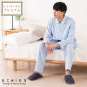(SALE)【UCHINO公式店】ウチノ【送料無料】マシュマロガーゼ ギンガムチェック メンズパジャマ|内野 タオル 快眠パジャマ 紳士 綿100% 3重ガーゼ...