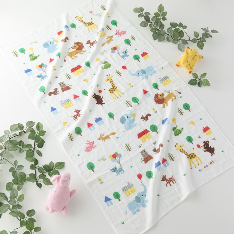 UCHINO accototo(アッコトト) ふうせんどうぞ バスタオル ガーゼ キッズ ベビー 男の子 女の子 子供用 ウチノタオル 【内野タオル】 ギフト対応 贈り物 プレゼントのサムネイル