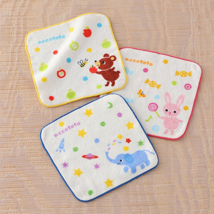 (SALE)UCHINO アッコトト accototo おきにいりなぁに？ タオルハンカチ キッズ ブランド ハンカチ ハンドタオル かわいい 綿 綿100％ ウチノタオル 【内野タオル】 ギフト 贈り物 プレゼントのサムネイル