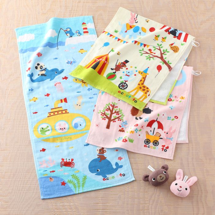 (SALE)アッコトト accototo UCHINO みんなであそぼ フェイスタオル 入園 入学 準備 通園 お祝い ウチノタオル 【内野タオル】 ギフト 贈り物 プレゼント 2020春夏新作のサムネイル