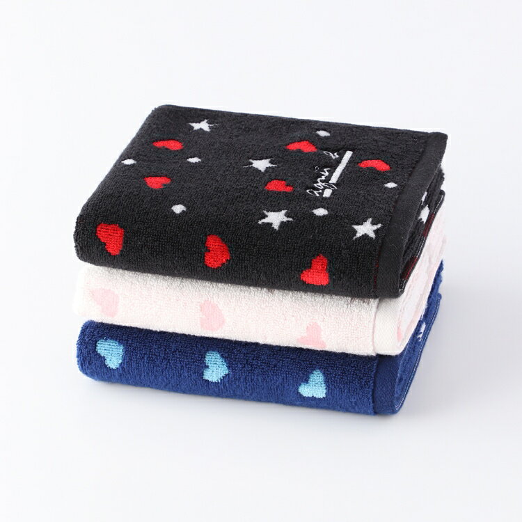 agnes b. アニエスベー abシュシュ フェイスタオル 約34×75cm 綿100% ふんわり やわらか ラメ ハート ..
