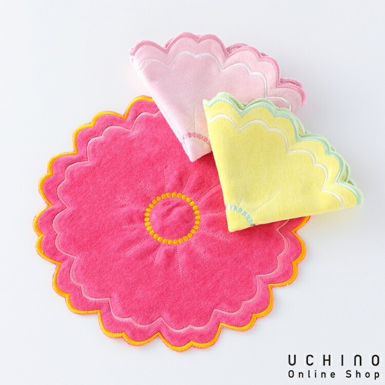 ウチノタオル タオル UCHINO フロレゾンタオルハンカチ 約26×26cm 花デザイン タオルハンカチ スカラップ刺繍 シャーリング加工 ウチノ UCHINO ウチノタオル UCHINOart 【内野タオル】 ギフト 贈り物 プレゼント