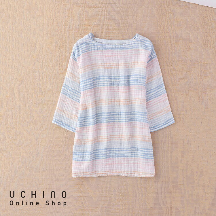 楽天UCHINO Online ShopUCHINO ウチノ クレープガーゼ レディース プリント 七分袖 チュニックT レディースシャツ Tシャツ 綿100％ ルームウェア　シャツ レディース 婦人用 ウチノタオル 【内野タオル】 ギフト 贈り物 プレゼント