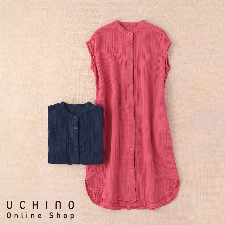 スッキリとしたロングシルエットのワンピースです。UCHINO クレープガ...