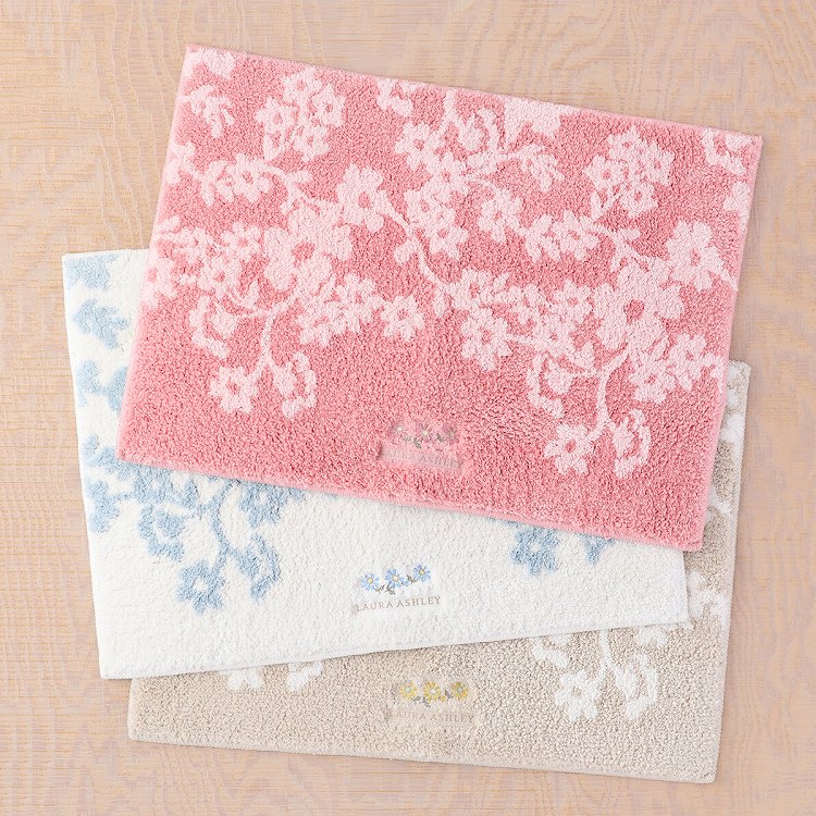 (SALE) ローラアシュレイ LAURA ASHLEY リトルヴェニスバスマット 花柄 上品 春夏 ポリエステル糸 タオル ウチノ UCHINO ウチノタオル 【内野タオル】 ギフト 贈り物 プレゼント