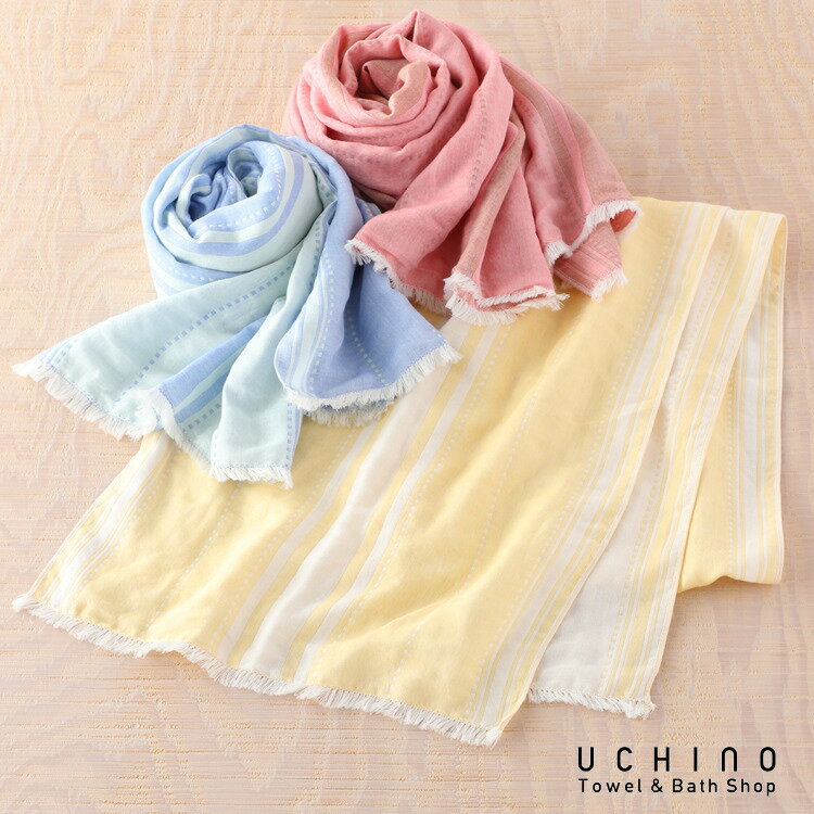 ★送料無料キャンペーン★9/1(日)23:59までUCHINO タオルギャラリー ワイドストライプマシュマロガーゼマフラー タオルマフラー 綿100％ ウチノタオル【内野タオル】ギフト 贈り物 プレゼントのサムネイル