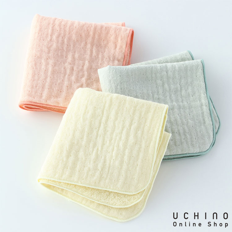 【UCHINO公式店】ウチノ 草木染めマシュマロガーゼ&パイル タオルハンカチ 約23×23cm| ウチノタオルギャラリー ガーゼ パイル生地 ウチノ UCHINO ウチノタオル 【内野タオル】 ギフト 贈り物 プレゼント