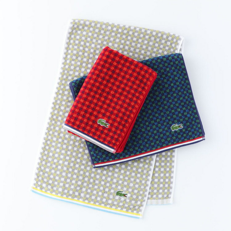 (SALE) LACOSTE(ラコステ) Lアルカイック スポーツタオル 約35×110cm 秋冬 杢糸 テクスチャー チェック柄 ウチノ UCHINO ウチノタオル  ギフト 贈り物 プレゼント