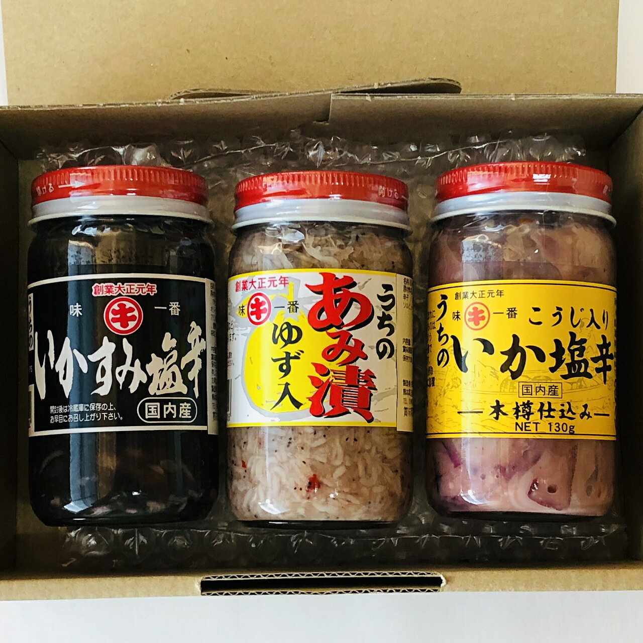 【国産】有明海の幸3本セット　【B】　いかすみの塩辛・ゆず入りあみ漬・こうじ入...