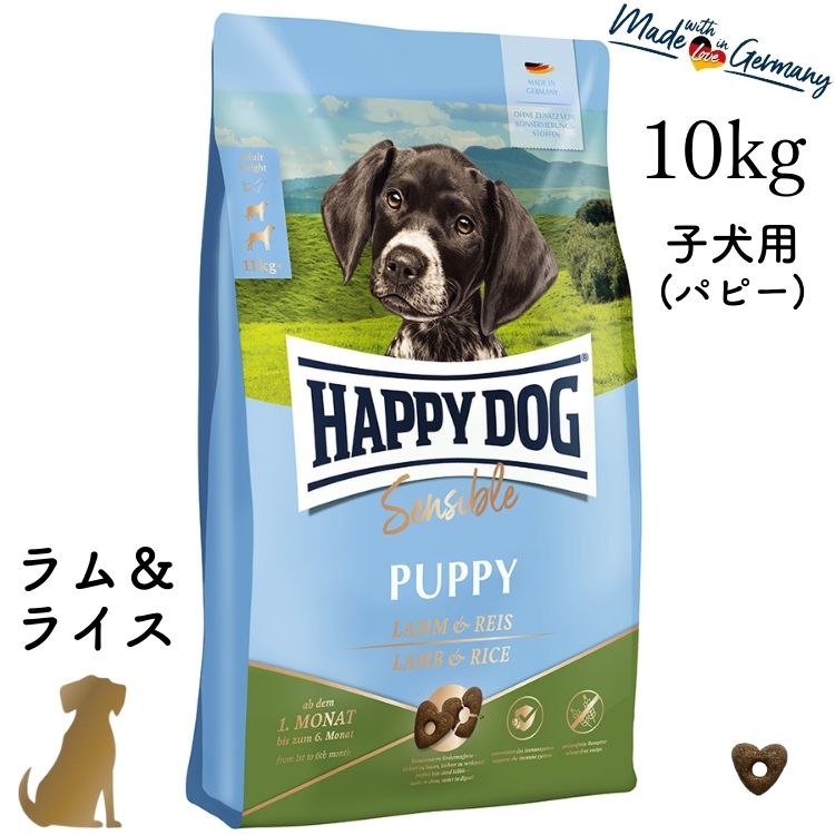 乐天商城 - ハッピードッグ 子犬用【 パピー ラム&ライス 10kg 】HAPPY DOG ヤング 無添加 無着色 グルテンフリー 消化器ケア 関節ケア