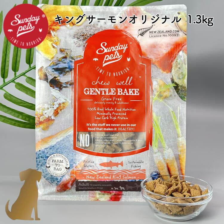 乐天商城 - サンデーペッツ ジェントルベイク 犬用【 キング サーモン オリジナル 】1.3kg グレインフリー ドライフード 総合栄養食