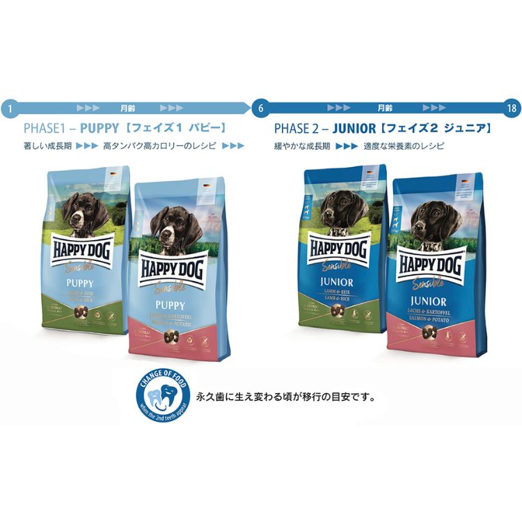 ハッピードッグ 子犬用【 ジュニア サーモン&ポテト 10kg 】HAPPY DOG ヤング 無添加 無着色 グルテンフリー 皮膚被毛ケア 関節ケア