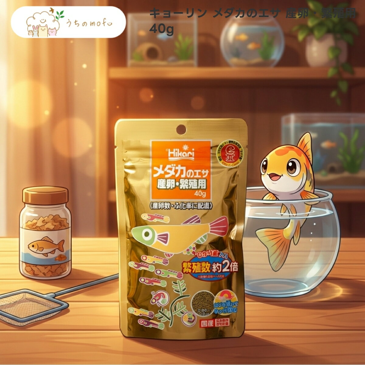 【キョーリン】メダカのエサ 産卵・繁殖用 40g x40個 日本製 メダカ 繁殖期用 ドライ フード フィッシュミール イカミール オキアミミール 配合 観賞魚 専門店 安心品質 うちのもふ uchino mofu