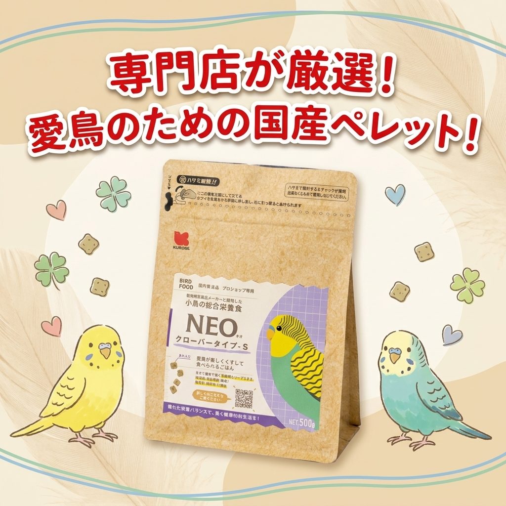 【黒瀬ペットフード】NEO クローバータイプ S 500g x3個 セキセイインコ オカメインコ コザクラインコ ボタンインコ マメルリハ 小型インコ 中型インコ 鳥 餌 エサ ペレット 国産 専門店 uchino mofu 3